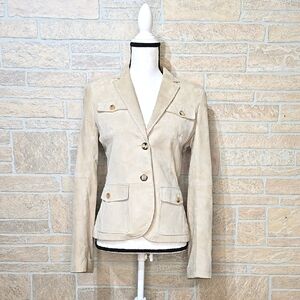 THEORY STANWYCK SUEDE TWP BUTTOM NOTCHED COLLAR JACKET
